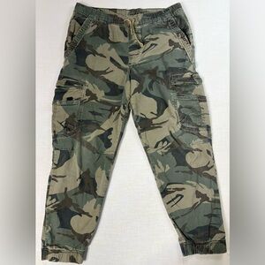 Wrangler Green Camouflage Cargo Pants Boys Size 16 Husky With Draw String C-1